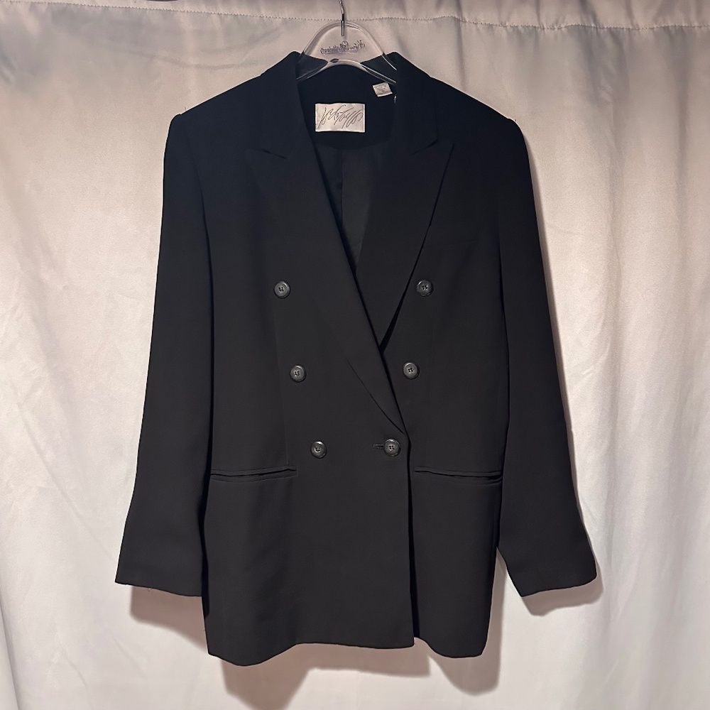 Vintage Black Womens Double Breasted Blazer Size 8